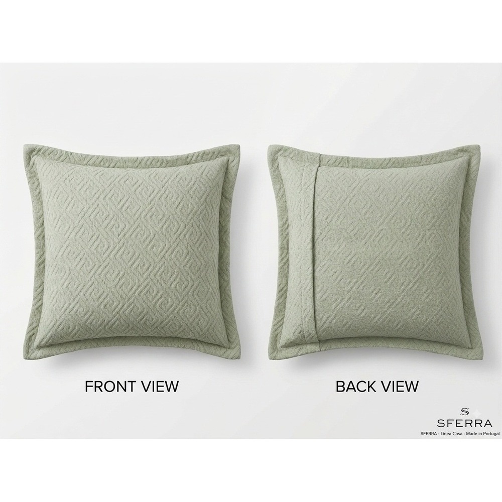 Sferra Portugal Sage Green Cotton Matelasse Pillow Sham Textured Geometric HTF